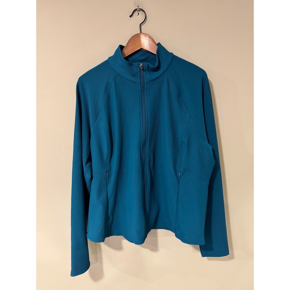 Athleta Salutation Jacket Ribbed Full Zip Long Sleeve Thumbholes Size 2X - Picture 2 of 9